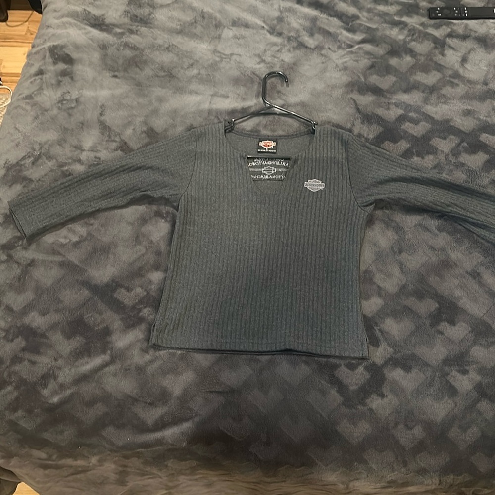 Harley Davidson half sleeve V-neck sweater